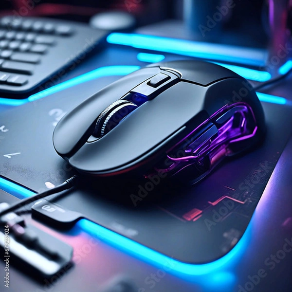 Obraz cyberpunk computer mouse with lights