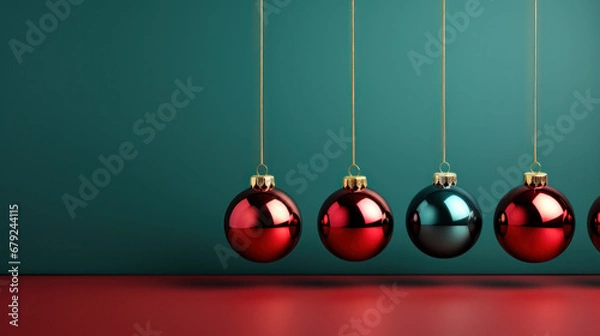 Obraz christmas balls on green background