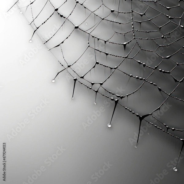 Obraz Spiderweb with water droplets