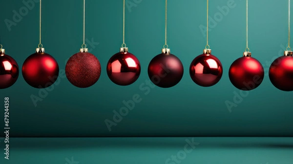 Obraz christmas balls on green background