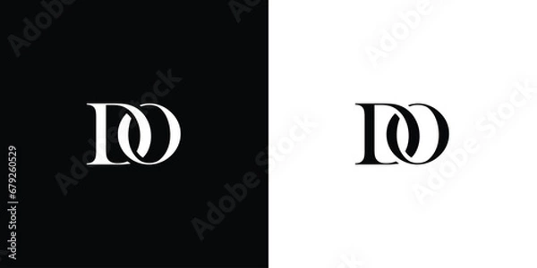 Fototapeta Abstract Initial letter DO logo initial letter design template vector in black and white color
