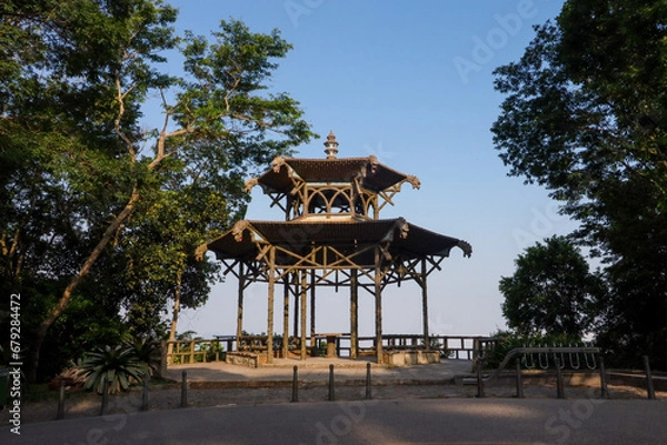 Fototapeta Rio de Janeiro, RJ, Brazil, 11/14/2023 - Chinese View Belvedere, Vista Chinesa, built between 1902 and 1906 as an homage to Chinese tea farmers. From the belvedere is possible to see city landmarks 