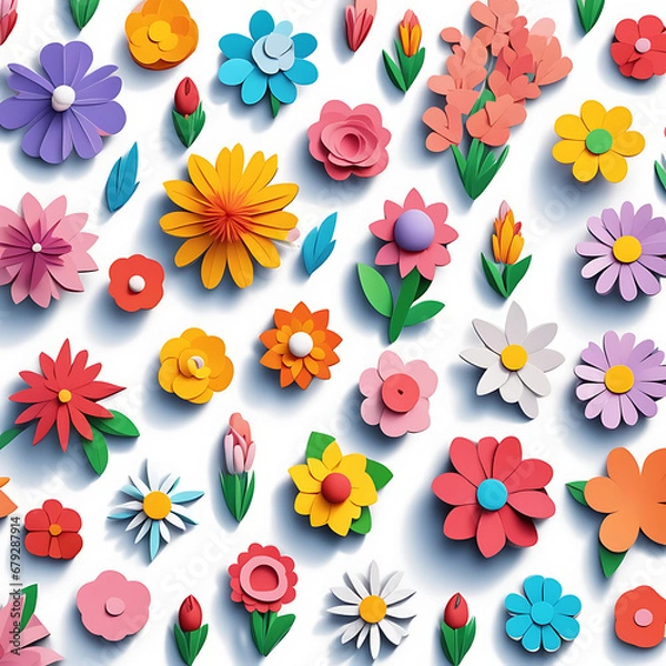 Fototapeta set of flowers