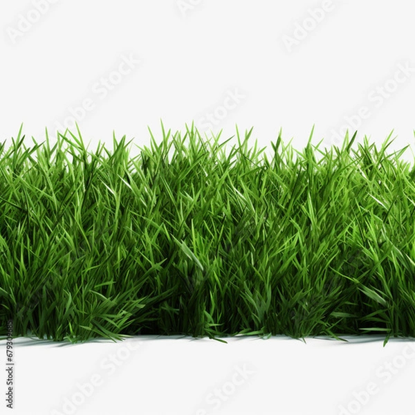 Fototapeta Natural background with young lush green grass in sunlight with beautiful bokeh. AI Generation