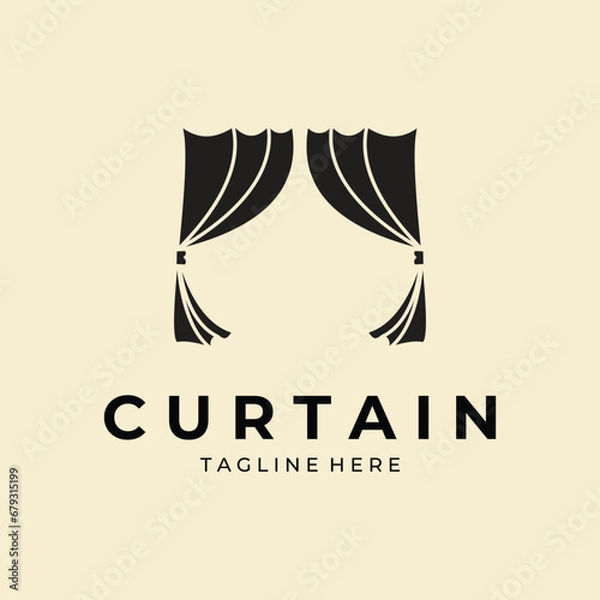 Obraz curtains vintage logo vector template design minimalist