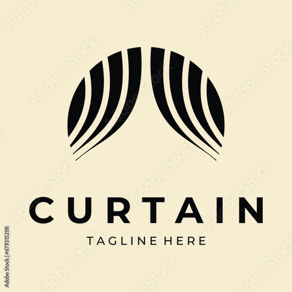 Obraz curtains vintage logo vector template design minimalist