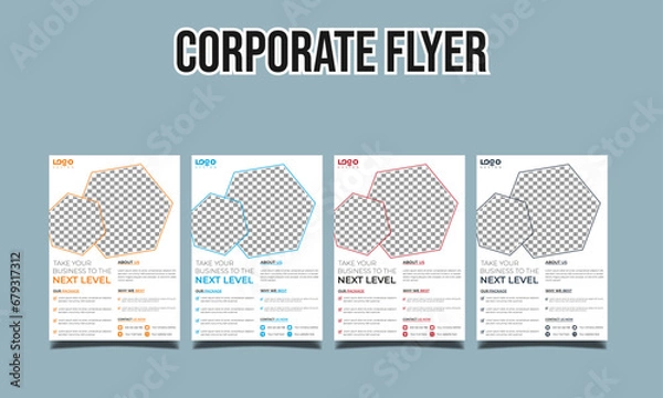 Obraz Creative corporate business flyer template,Corporate Business flyer template, Flyer Template Geometric shape used for business poster layout, business flyer template with minimalist layout
