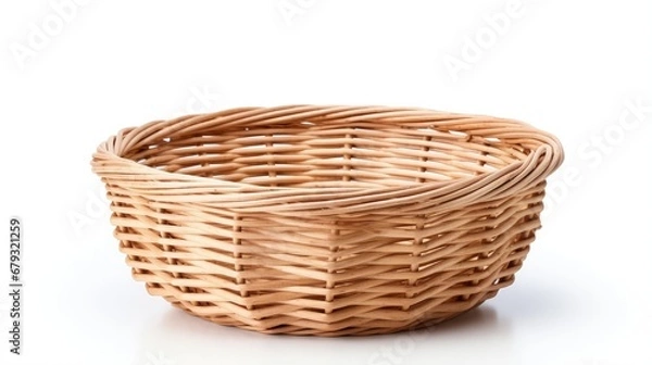 Fototapeta Empty wicker basket isolated on white background