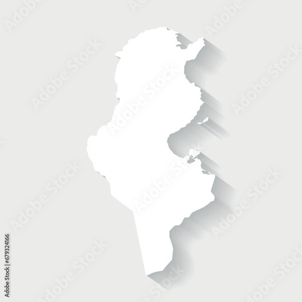 Fototapeta Simple white Tunusia map on gray background, vector