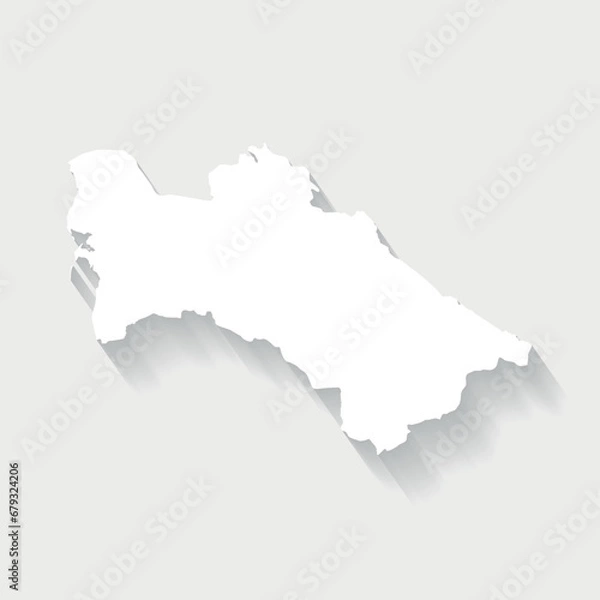 Fototapeta Simple white Turkmenistan map on gray background, vector