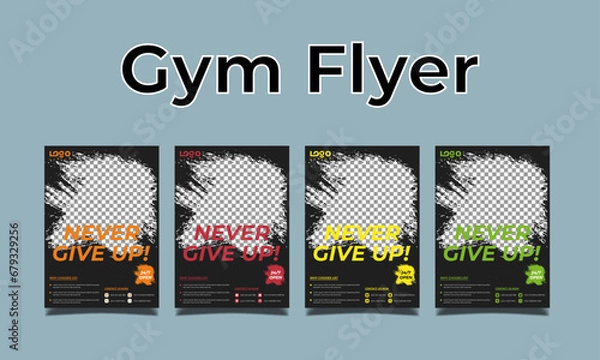 Obraz Fitness gym social media post banner template with black and red color, gym, Workout, fitness and Sports social media post banner, fitness gym social media post banner design.