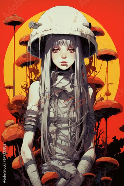 Fototapeta Eternal Harmony: A Retro Asian Style Art Poster Melding Vintage Eastern Aesthetics with Modern Generative Creativity, Crafted by Generative AI