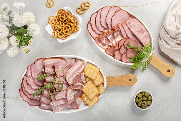 Obraz cold cuts on the kitchen table