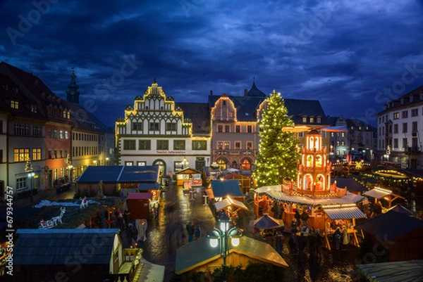 Obraz Weihnachtsmarkt in Weimar / Thüringen am Abend