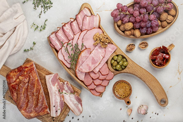 Obraz cold cuts on the kitchen table