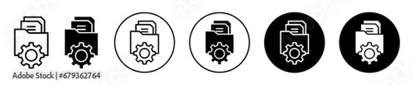 Fototapeta Data management icon. file handling or data file documentation and customization setting symbol set. file management or folder manager vector line logo. data storage setting sign.