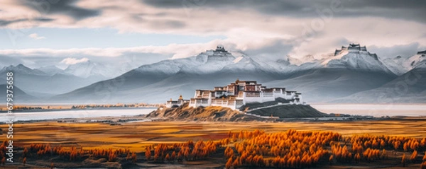 Obraz Beautifull landscape of Tibetan monastery, Tibet