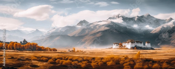 Obraz Beautifull landscape of Tibetan monastery, Tibet