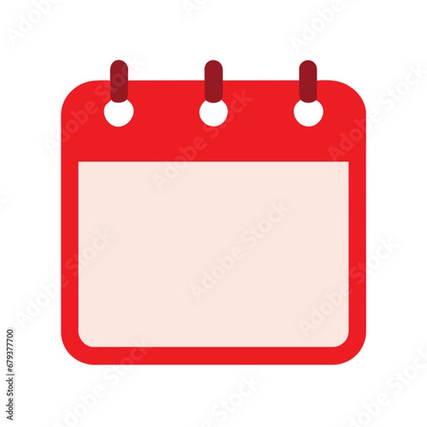 Fototapeta Red blank calendar, blank note, vector illustration isolated on white background 