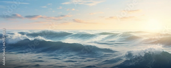 Obraz Blue ocean panorama with sun reflection, The vast open sea with clear sky,