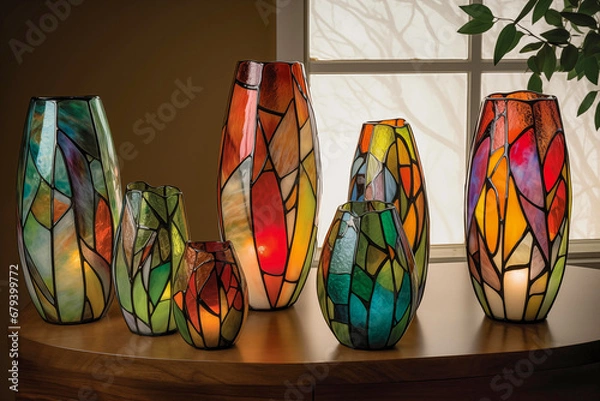 Fototapeta Bright mosaic vases. Generative AI