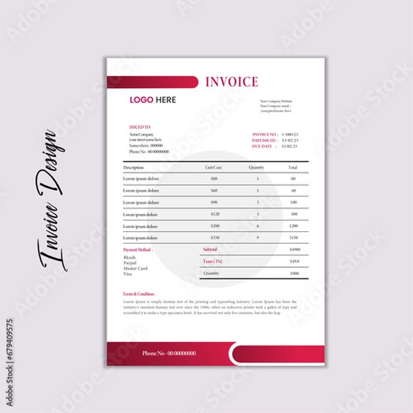 Fototapeta Modern & Creative Invoice Design Template Layout