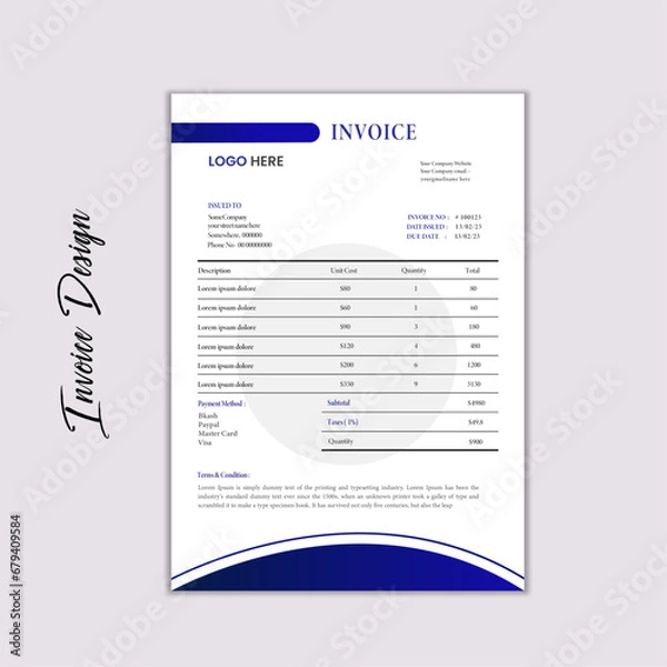 Fototapeta Modern & Creative Invoice Design Template Layout