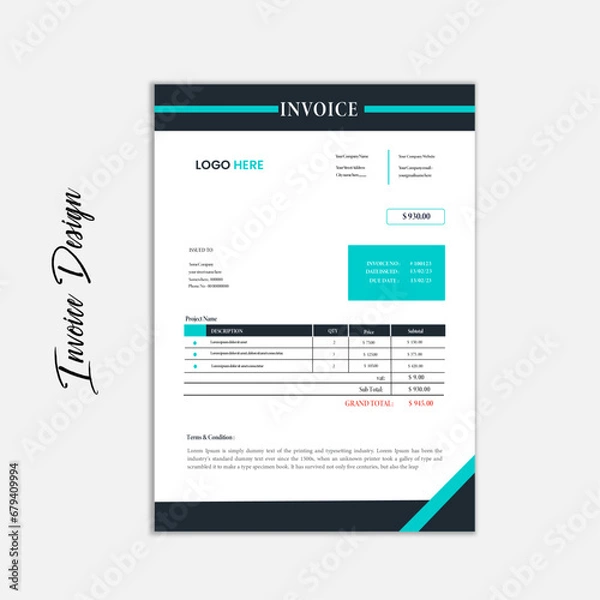 Obraz Modern & Creative Invoice Design Template Layout