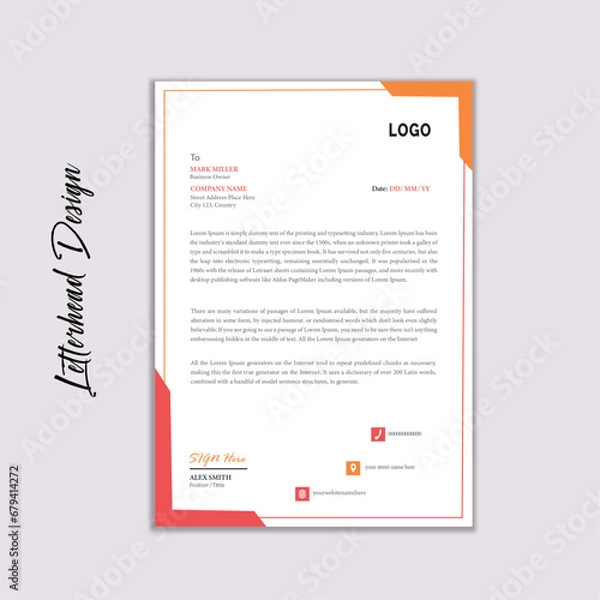 Obraz Creative A4 Letterhead Design Template 