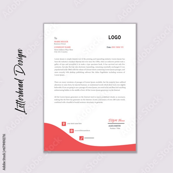 Obraz Creative A4 Letterhead Design Template 