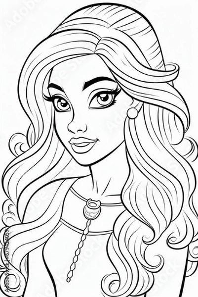Obraz Barbie coloring page, Generative AI