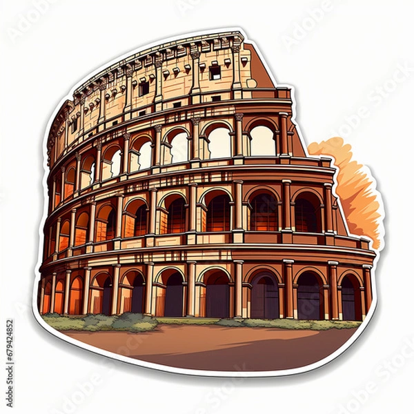 Obraz Isolated collosseum sticker, Generative AI