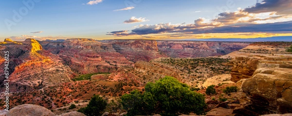 Obraz Panorama of the sunset over the Little Grand Canyon viewed from The Wedge Viewpoint in Utah, USA