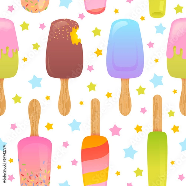 Fototapeta Colorful melting ice-cream seamless pattern