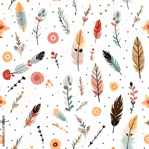 Fototapeta Seamless pattern of Boho - Bohemian style. Wrapping paper pattern