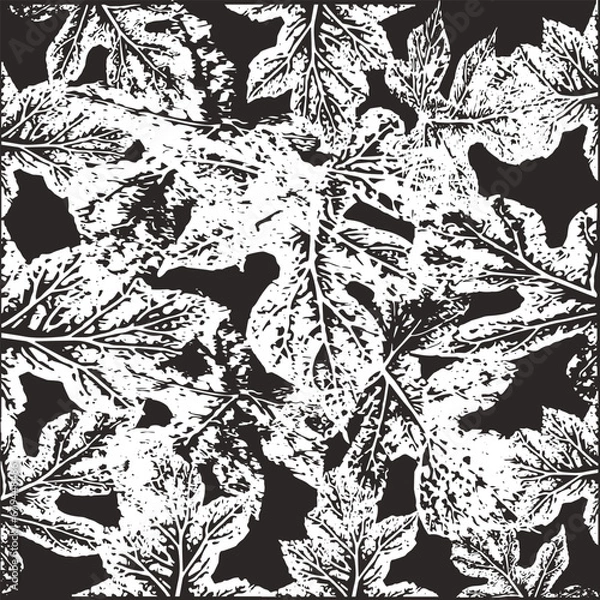 Obraz Floral pattern black and white  background texture 