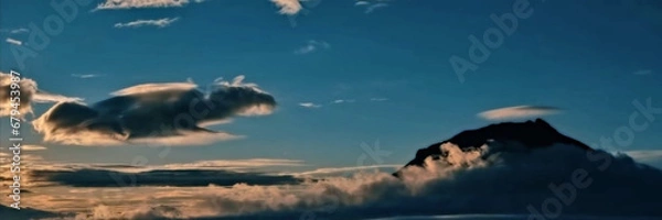 Obraz Blur background of natural scenery with sky decorated with clouds and sunlight