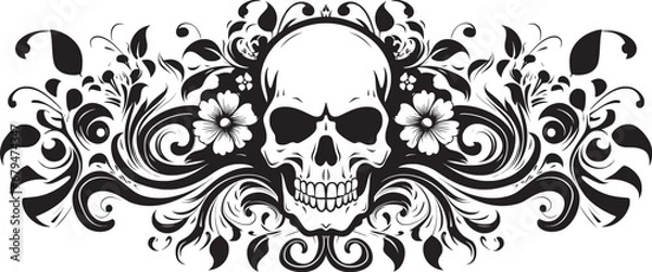 Obraz Elegant Tribal Skull Design with Floral Elements