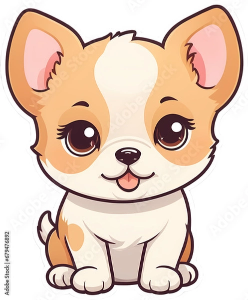 Fototapeta Adorable Cartoon Puppy Sitting on a Transparent Background, Ideal for Children's Print on Demand Products, Engaging and Friendly Pet Illustration Perfect for Kids' Merchandise