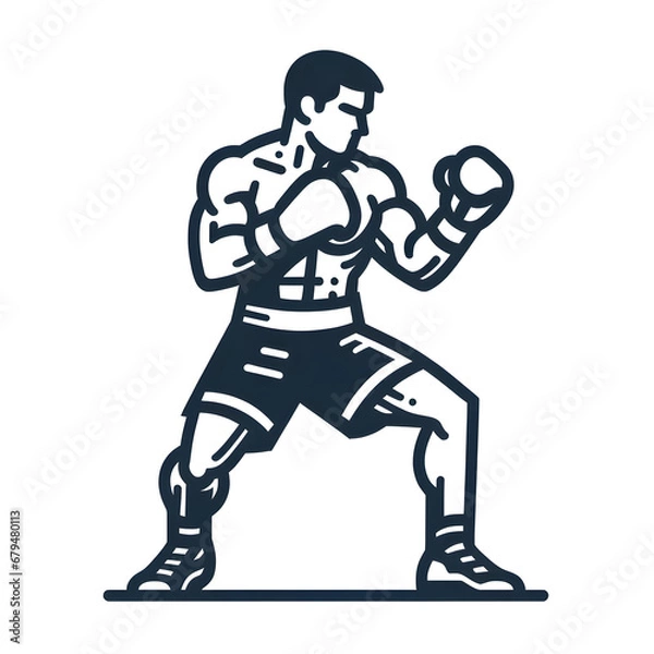 Fototapeta Vector icon of a kickboxer in an action pose