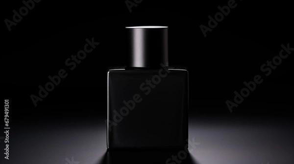 Fototapeta black bottle with perfume on a black background