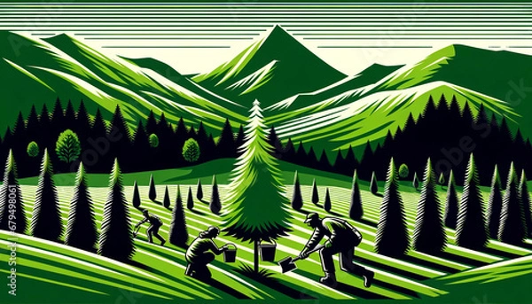 Obraz 緑の復興・植樹活動の現場