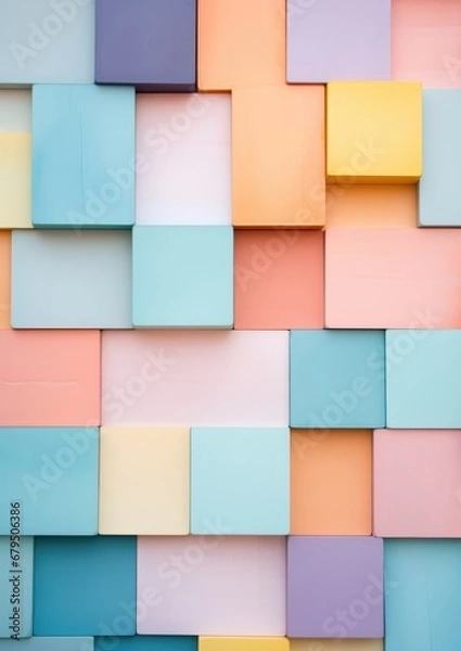 Fototapeta Shape background art block construction texture blue concept pattern abstract cube design square geometric
