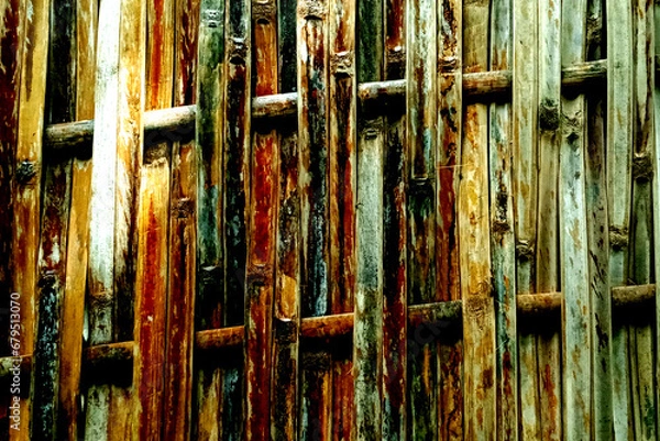Obraz Vintage Bamboo Fence Weathered Wood Background