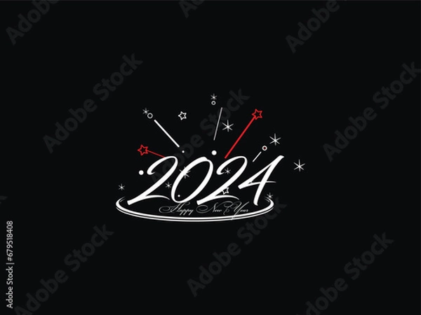 Fototapeta Colorful Happy New Year, New Year, 2024 Happy New Year, New Year Design, Happy New Year 2024, Celebration 2024, Holiday 2024, Congratulation 2024, New Year 2024, Unique New year Design For 2024