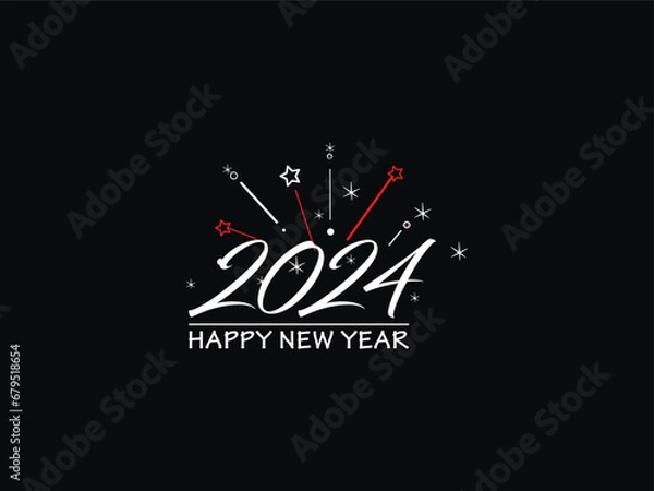 Fototapeta Unique Happy New Year, New Year, 2024 Happy New Year, New Year Design, Happy New Year 2024, Celebration 2024, Holiday 2024, Congratulation 2024, Luxury Line Art Vector Happy New Year Design For 2024