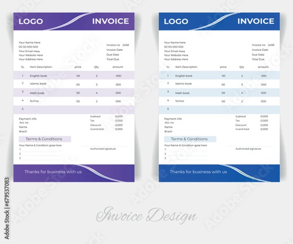 Fototapeta Invoice Design Template