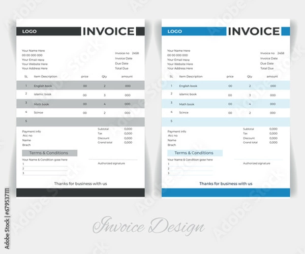 Fototapeta Invoice Design Template