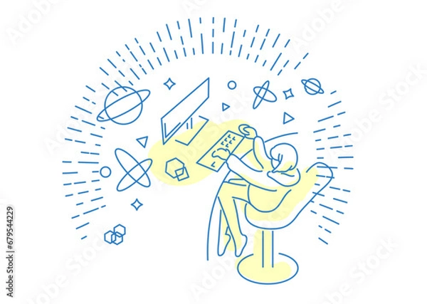 Obraz イラスト素材: オンラインを楽しむ女子