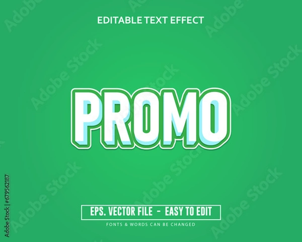 Fototapeta editable green promo text effect trending style text
